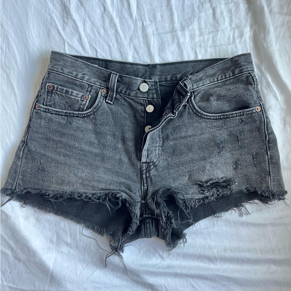 Levi's 501 High Waist Black Denim Shorts